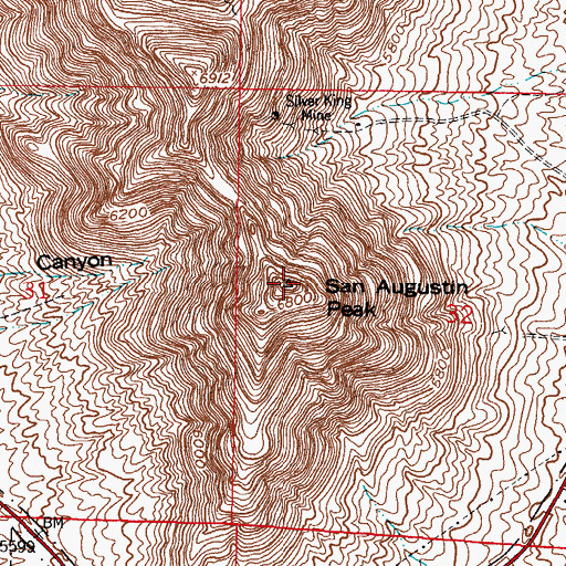 Topographic Map of San Augustin Peak, NM