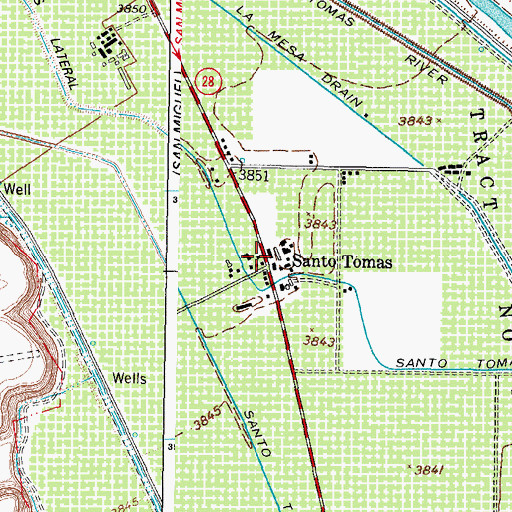 Topographic Map of Santo Tomas, NM