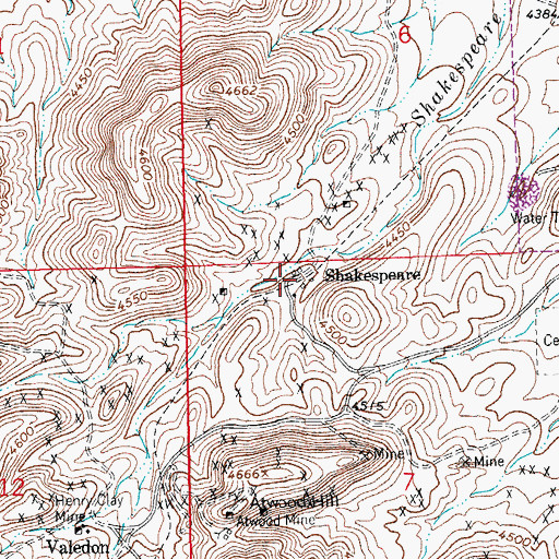 Topographic Map of Shakespeare, NM