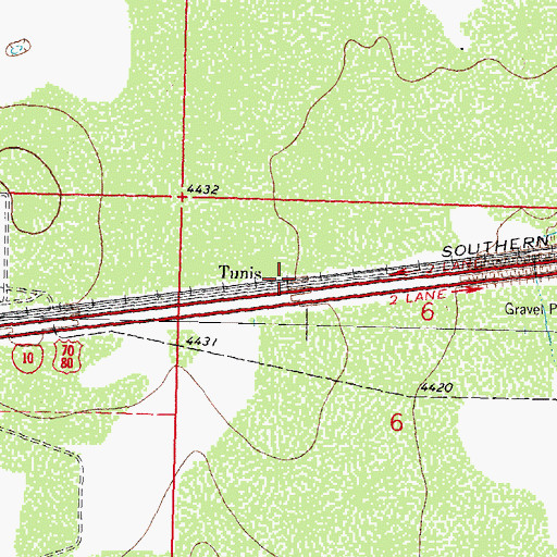 Topographic Map of Tunis, NM