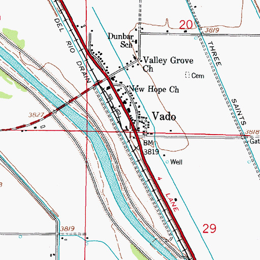 Topographic Map of Vado, NM