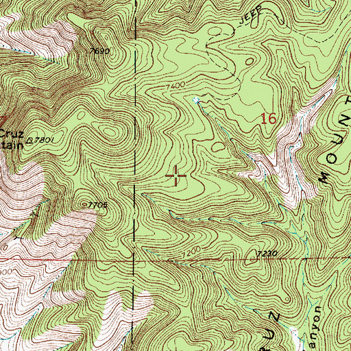 Topographic Map of Vera Cruz Mountains, NM