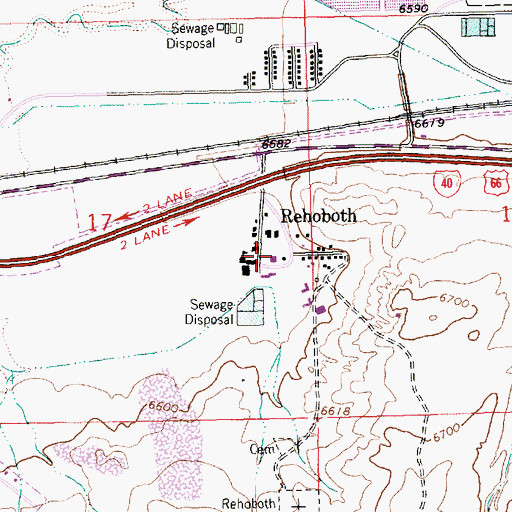 Topographic Map of Pinedale Indian Assebly of God Church, NM