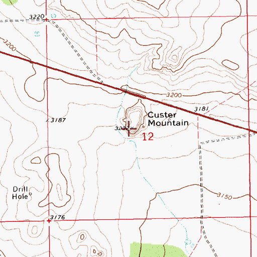 Topographic Map of Custer Mountain School (historical), NM