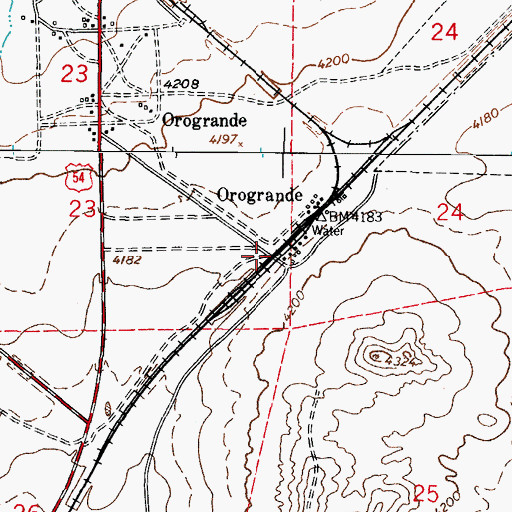 Topographic Map of Orogrande Baptist Mission, NM