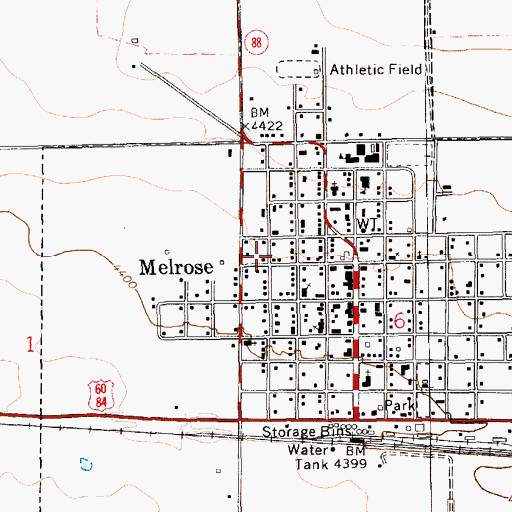 Topographic Map of Melrose First Baptist Church, NM