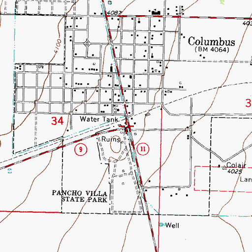 Topographic Map of First Baptist Church, NM