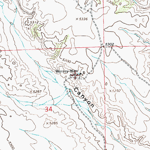 Topographic Map of Hines Deposit, NM