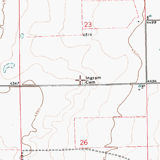 Topographic Map of Ingram (historical), NM
