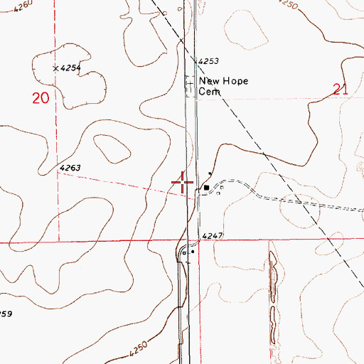 Topographic Map of New Hope (historical), NM