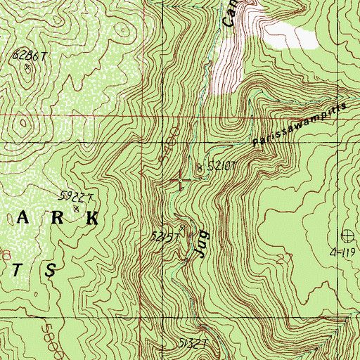 Topographic Map of Parissawampitts Canyon, AZ