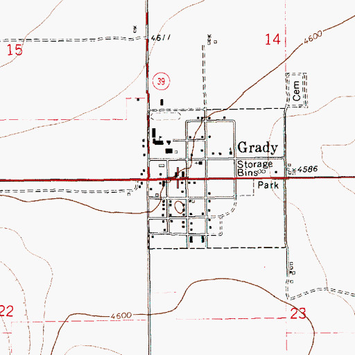 Topographic Map of Grady Baptist Church, NM