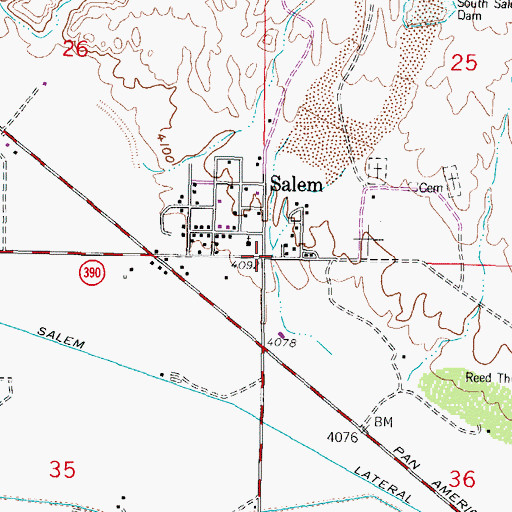 Topographic Map of Salem Baptist Church, NM