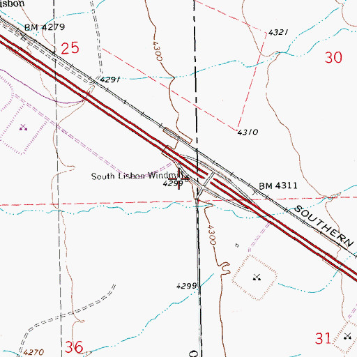 Topographic Map of South Lisbon Water Well, NM