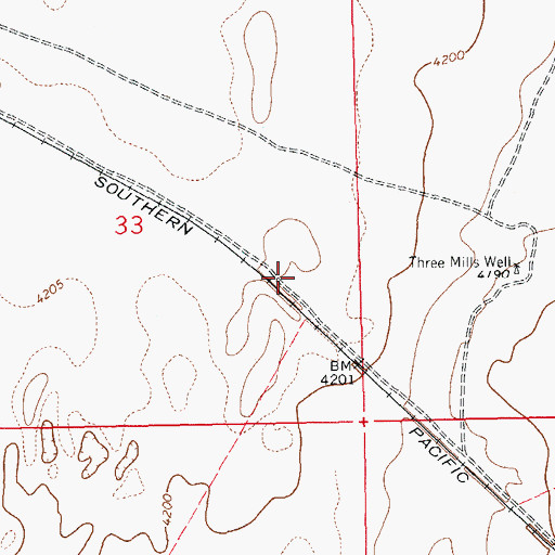 Topographic Map of 3 Mills Water Well, NM