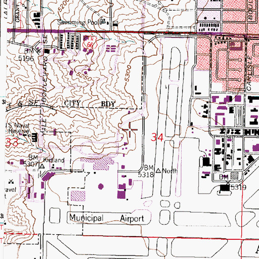 Topographic Map of Kirtland Air Force Base 2 Water Well, NM
