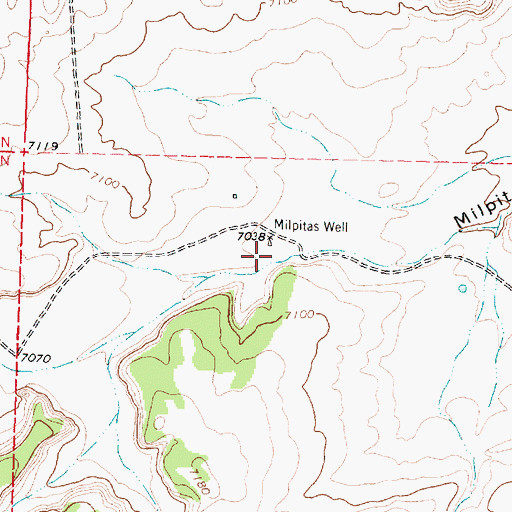 Topographic Map of Milpitas Water Well, NM