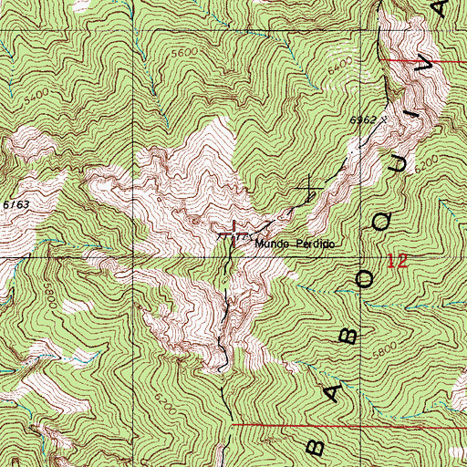 Topographic Map of Baboquivari Mountains, AZ
