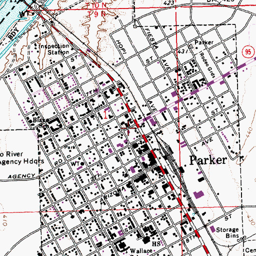 Topographic Map of Parker, AZ
