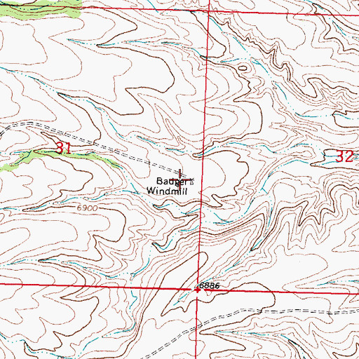 Topographic Map of Badger Windmill Water Well, NM