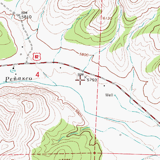 Topographic Map of 10637 Water Well, NM