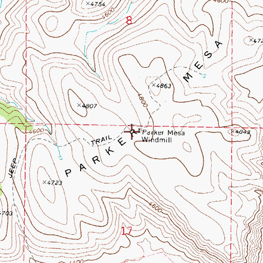 Topographic Map of Parker Mesa Windmill, AZ