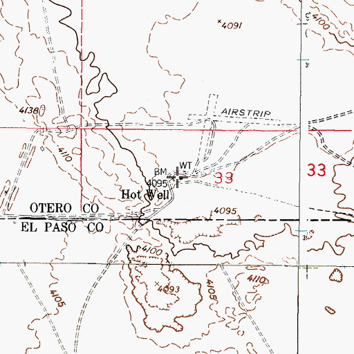 Topographic Map of Hot Well, NM