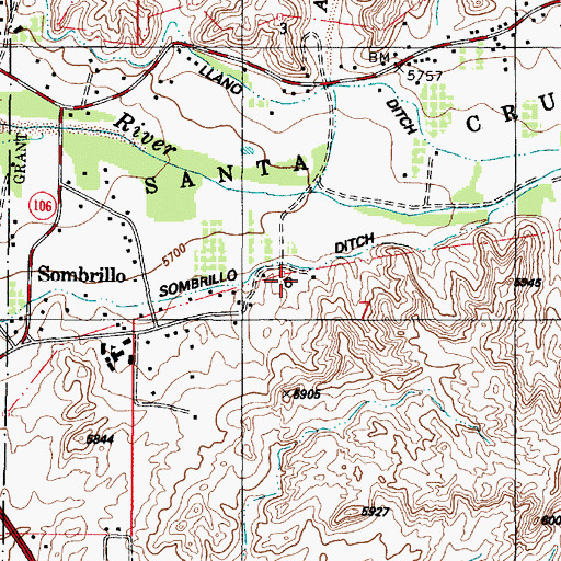 Topographic Map of 10198 Water Well, NM