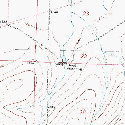 Topographic Map of Hood Wind Mill Water Well, NM