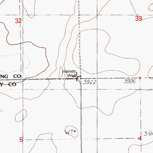 Topographic Map of Haines Well, NM