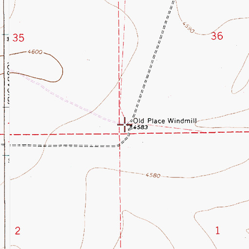 Topographic Map of Old Place Windmill, NM