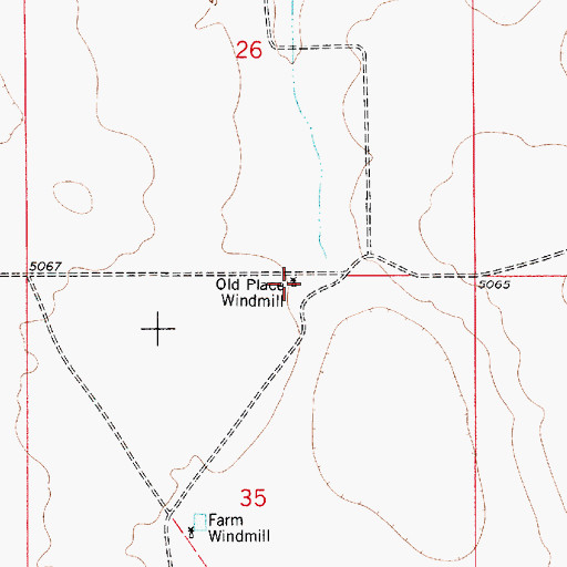 Topographic Map of Old Place Windmill, NM