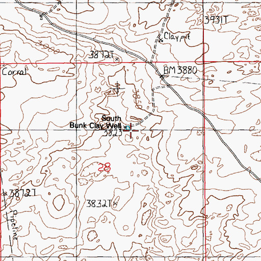 Topographic Map of South Bunk Clay Well, NM