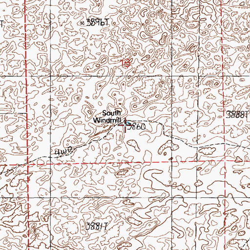 Topographic Map of South Windmill, NM
