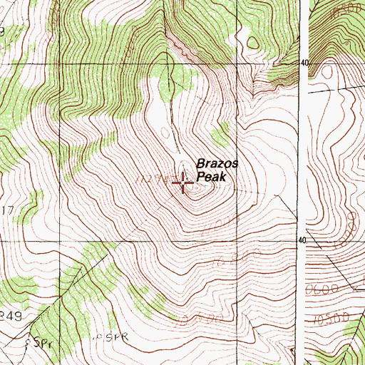 Topographic Map of Brazos Peak, NM