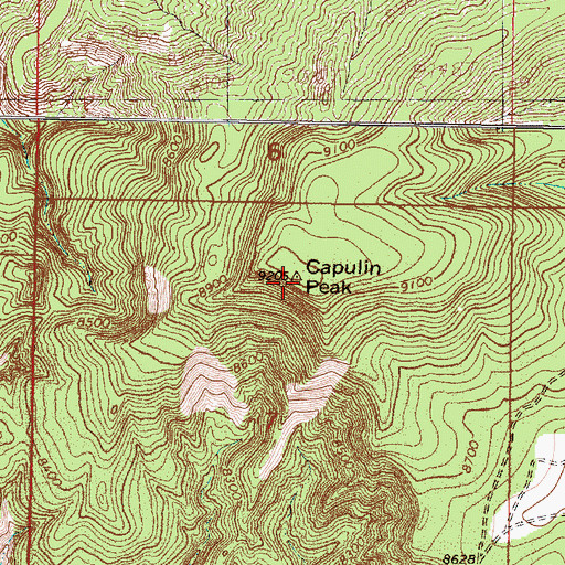 Topographic Map of Capulin Peak, NM