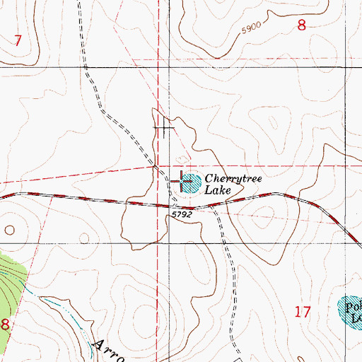 Topographic Map of Cherrytree Lake, NM