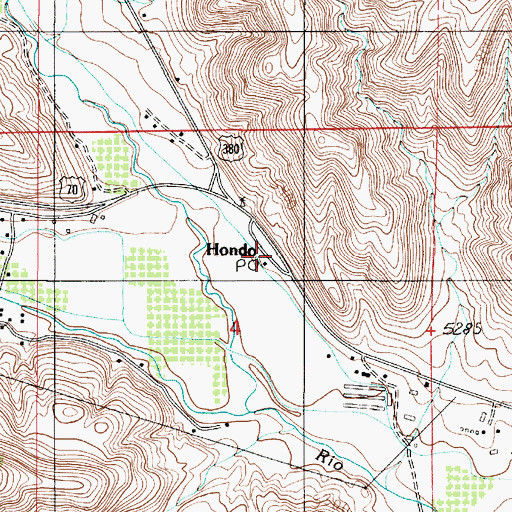 Topographic Map of Hondo, NM