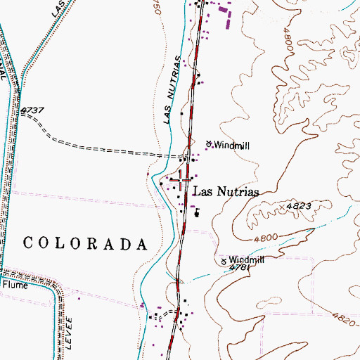 Topographic Map of Las Nutrias, NM