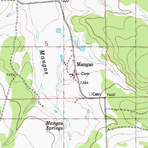 Topographic Map of Mangas, NM