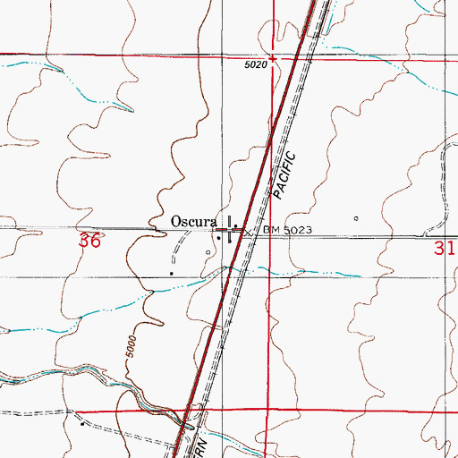 Topographic Map of Oscura, NM