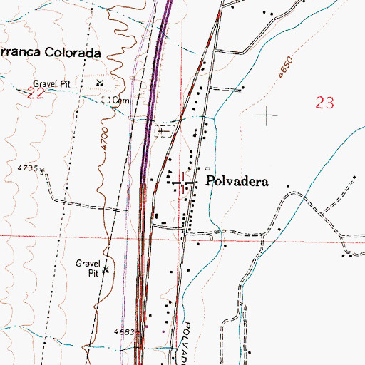 Topographic Map of Polvadera, NM