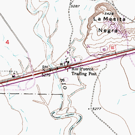 Topographic Map of Rio Puerco Trading Post, NM