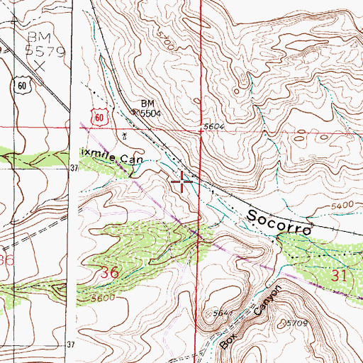 Topographic Map of Sixmile Canyon, NM
