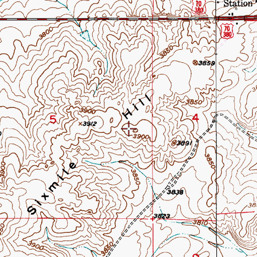 Topographic Map of Sixmile Hill, NM