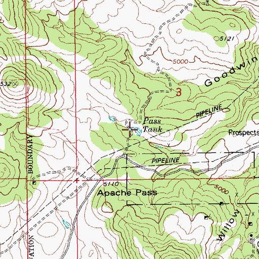 Topographic Map of Pass Tank, AZ