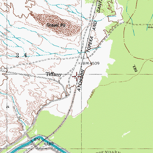 Topographic Map of Tiffany, NM