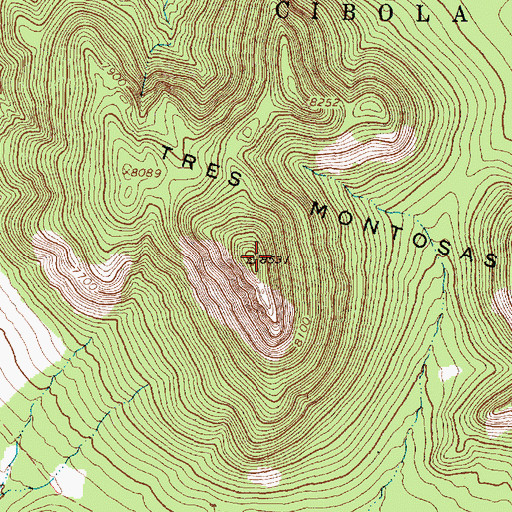 Topographic Map of Tres Montosas, NM