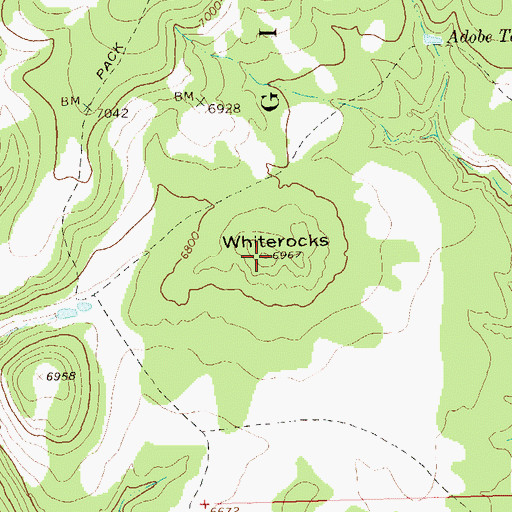 Topographic Map of Whiterocks, NM