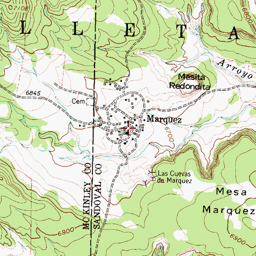 Topographic Map of Marquez, NM